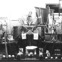 I.V. Hardware Co. - Window display of Reach sports equipment.