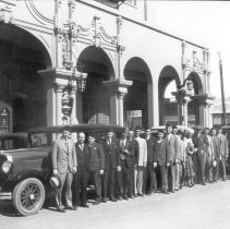 Members of the American Legion, post unknown, in front of the Barbara Worth