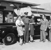 Exterior of the Tom McChristy Service Station which was located on the corn
