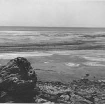 Mullet Island - Salton Sea. Rocky shoreline of island, Salton Sea