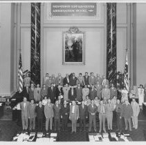 Members of the California State Senate inside the capitol building in Sacra