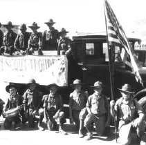 El Centro Boy Scout Troop No. 7 in a parade on Main St., El Centro.