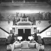 Interior of the Barbara Worth Hotel - lobby facing staircase.