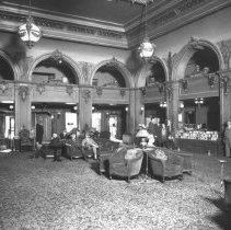 Interior of the Barbara Worth Hotel - lobby facing front desk.
