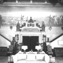 Interior of the Barbara Worth Hotel - lobby facing staircase.