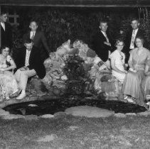 Group photo of men and women who attended the "King" bridge party.