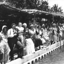Farm Bureau Picnic - group of people standing pool side at Kenyon's Plunge.