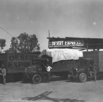 Desert Express freight trucks in front of their El Centro warehouse.