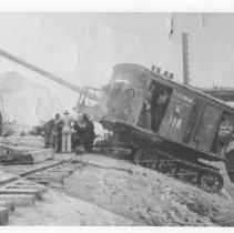 Ed Buker working Bucyrus dredge No. 30-B at Laguna Dam