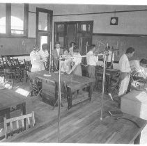 Central High School. Interior of classroom showing students and teacher,
