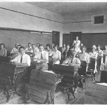 Central High School. Interior of classroom showing students and teacher.
