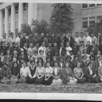 Central High School graduating class of 1952. Students in front of building