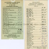 Mansfield High School 1932 Basketball and Soccer Schdules and Scorecards