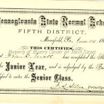 1878 MSNS promotion certificate - Frank Newell