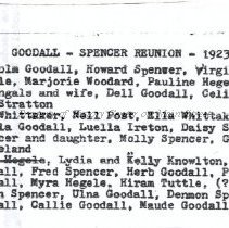 Spencer-Goodall Reunion Names