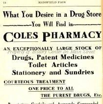 Coles Pharmacy 1912 ad
