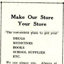 Coles Pharmacy ad from 1926 Manscript