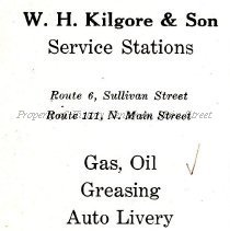 W. H. Kilgore & Son Service Station ad from 1934 Manscript