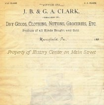 Letterhead - J.B. & G. A. Clark, Dry Goods, Clothing, Notions, Groceries, e