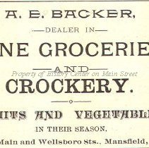 A. E. Backer, Groceries and Crockery