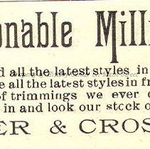 Farrer & Crossley Millinery 1892 Advertisement