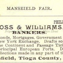 Ross & Williams Bank, 1892 Advertisement