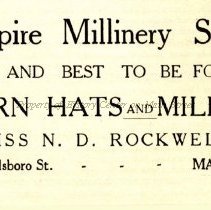 Empire Millinery Store, Nellie Rockwell