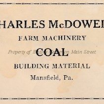 Charles McDowell, Farm Machinery, Coal