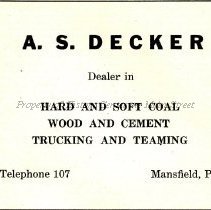 A. S. Decker, Hard & Soft Coal, wood, cement