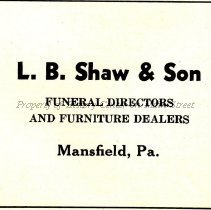 L. B. Shaw & Son, Funeral Director, Furniture