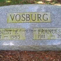 Vosburg, Ernest K, Brace, Frances Tombstone