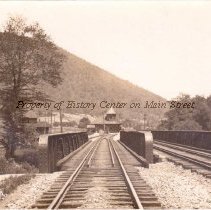Ansonia PA , Railroad tracks and bridge and depot