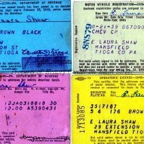1939 & 1940 drivers licenses and auto registrations