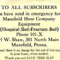 Mansfield Hose Co. Equipment