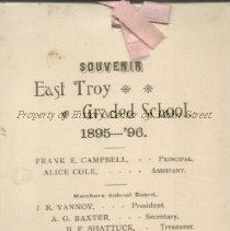 1896 School Souvenir from East Troy School, Troy Township
