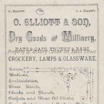 O. Elliott & Son, Dry Goods & Millinery Trade Card