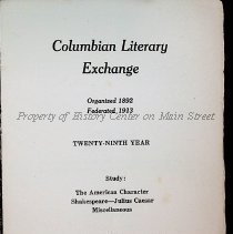 Columbian Literary Exchange Program 1921-1922