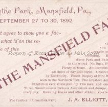 Advertising cards for The Mansfield Fair