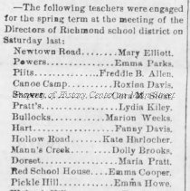 April 1881 Richmond Township teachers