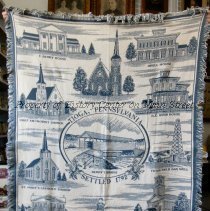 Woven Commemorative Throw with pictures of Tioga Borough Buildings