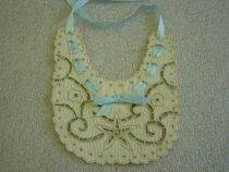 Baby Bib with Cutwork with Blue Ribbon, n.d.