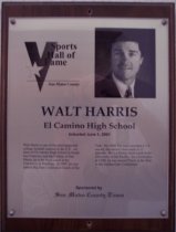 Walt Harris Sports Hall of Fame Plaque
