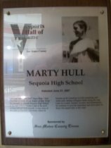 Marty Hull Sports Hall of Fame plaque