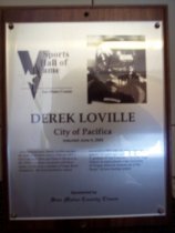 Derek Loville Sports Hall of Fame plaque