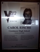 Carol Rische Sports Hall of Fame Plaque