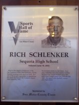 Rich Schlenker Sports Hall of Fame plaque