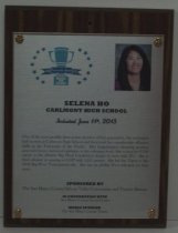 2013 Selena Ho Sports Hall of Fame Plaque