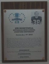 2013 Jim Honeywell Sports Hall of Fame Plaque
