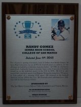 2013 Randy Gomez Sports Hall of Fame Plaque