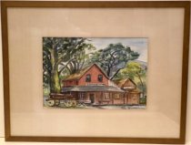 1950 Watercolor of the Woodside Store by Lore Doremeyer